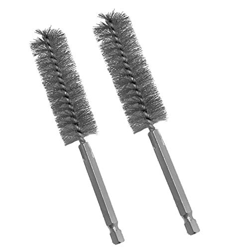 ALAZCO 2pc Stainless Steel ALAZCO 5/8" Wire Brush for Power Drill Impact Driver Cleaning Wire Brush Stainless Steel Bore Brush - Hex Shank - Image 1