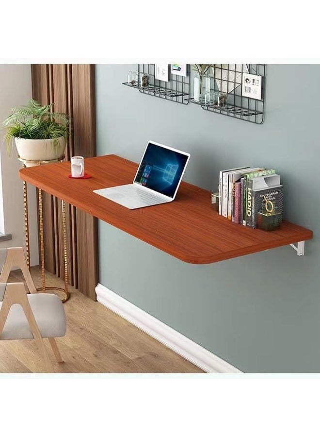 VITION Computer Wall Mount Stand Folding Wall-Mounted Drop-Leaf Table,Metal Folding Shelf Bench Table Bracket (Walnut, 50 x 80cm) - Image 4