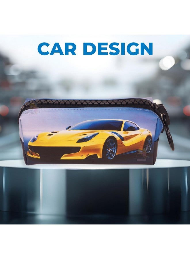 ويش كي حقيبة أقلام رصاص فاخرة بتصميم سيارة من WISHKEY للأطفال، صندوق أقلام رصاص أنيق بسحاب لتخزين أدوات القرطاسية، حقيبة تنظيم أدوات مكتبية كبيرة السعة لطلاب المدارس (عبوة من قطعة واحدة، متنوعة) - Image 4