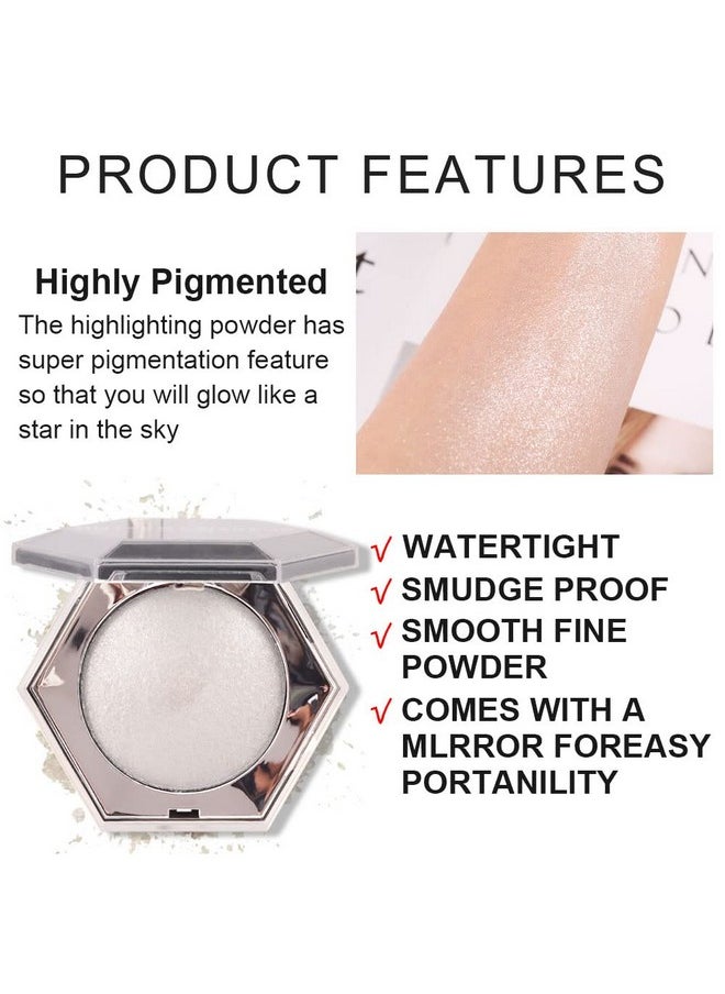 AMY'S DIARY Pearl White Shimmer Glitter Highlighter Highlight Makeup Contour Powder,Silver Face Highlighter, Highlighter+Makeup Iluminadores Illuminator Make Up (Shiny Silver)  - Image 5
