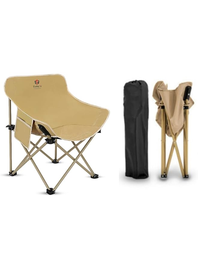 Toby's New Folding Camping Chair Support 330 LBS Portable Wide Lawn Chairs with Side Pocket - Image 1