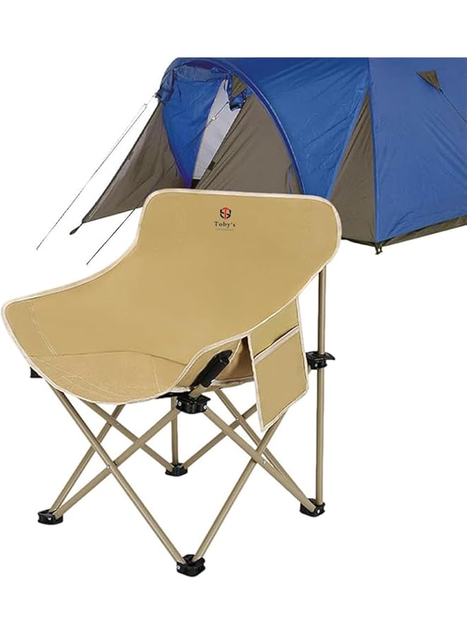 Toby's New Folding Camping Chair Support 330 LBS Portable Wide Lawn Chairs with Side Pocket - Image 5
