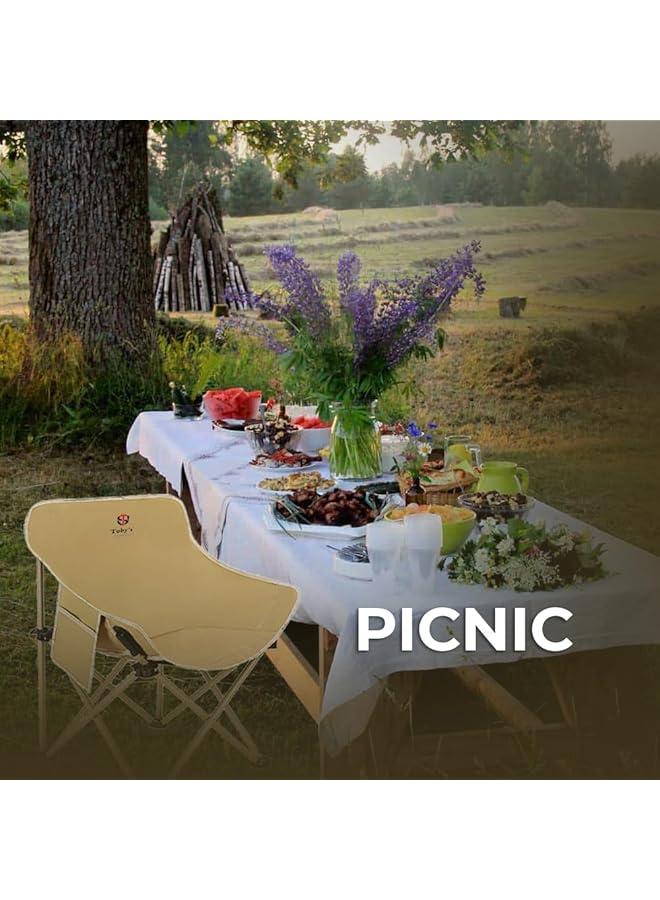 Toby's New Folding Camping Chair Support 330 LBS Portable Wide Lawn Chairs with Side Pocket - Image 4