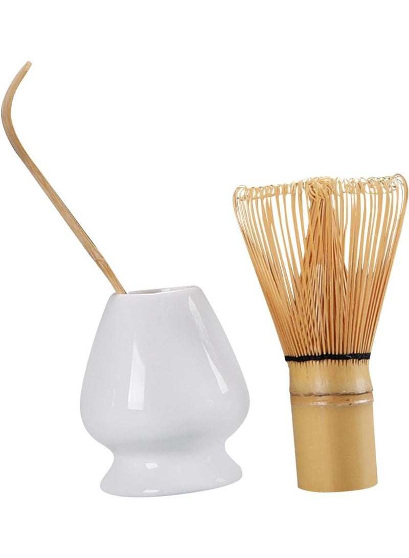 Arabest 3-Piece Matcha Whisk Kit with Bamboo Whisk and Tea, Ceramic Holder, White - Image 1