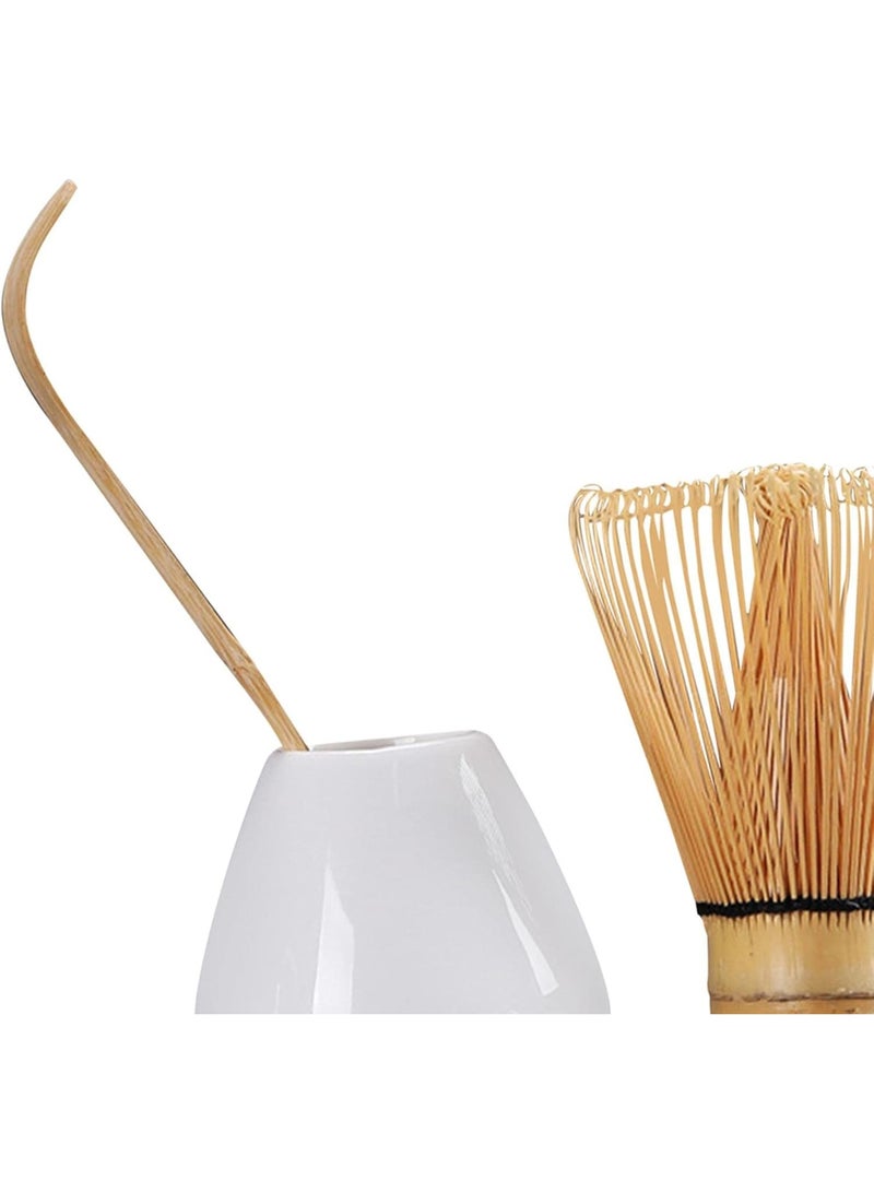 Arabest 3-Piece Matcha Whisk Kit with Bamboo Whisk and Tea, Ceramic Holder, White - Image 2