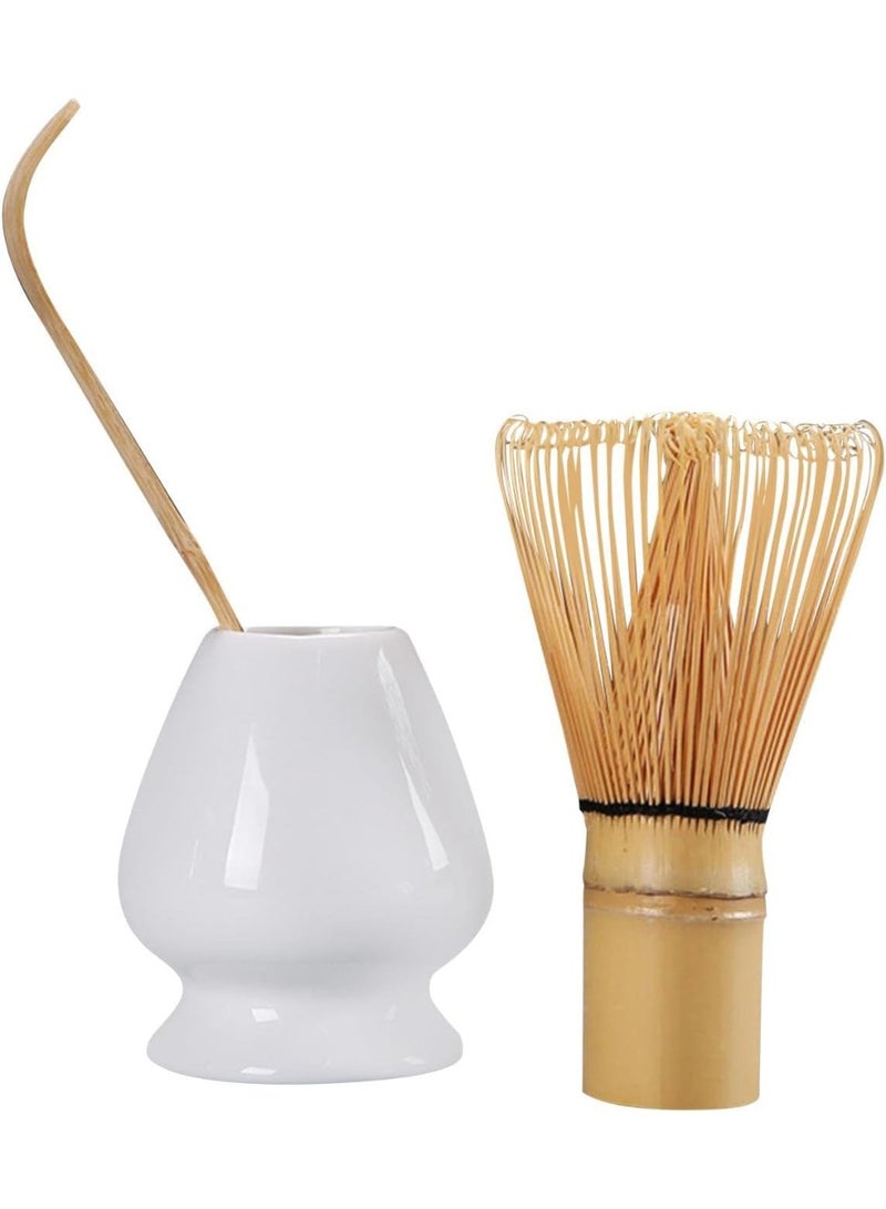 Arabest 3-Piece Matcha Whisk Kit with Bamboo Whisk and Tea, Ceramic Holder, White - Image 3
