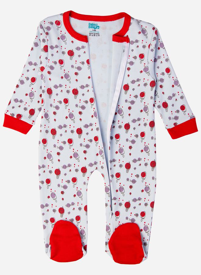 babies basic Ice Cream Print Long Sleeves Sleepsuit - Image 1