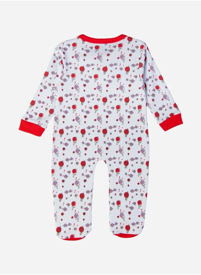 Babies Basic Ice Cream Print Long Sleeves Sleepsuit by Styli