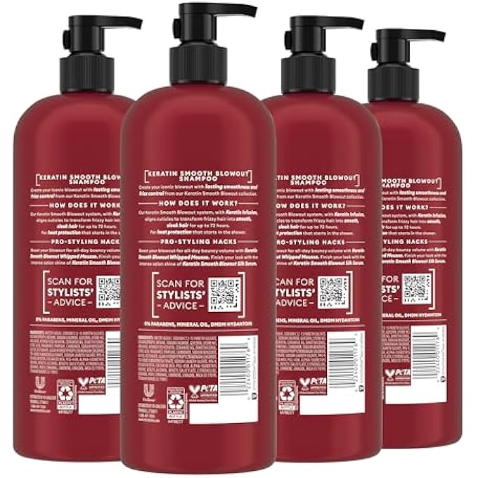 Tresemme SHAMPOO 4 PACK KERATIN SMOOTH TRANSFORMING UNRULY HAIR, FORMULATED WITH LAMELLAR-DISCIPLINE, 28 FL OZ - Image 3