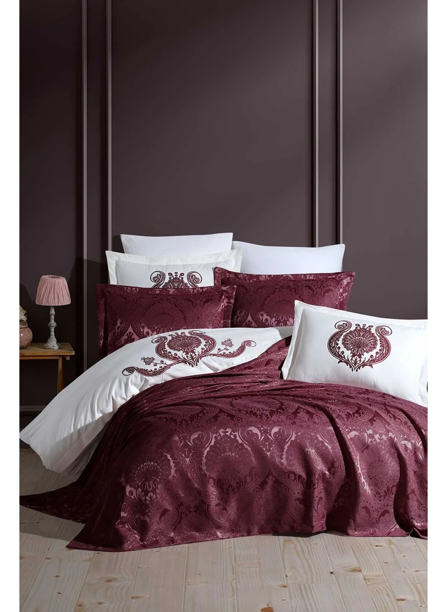 Elart cotton Duvet Cover Chenille Bedspread Set 9 Pieces Enora Plum