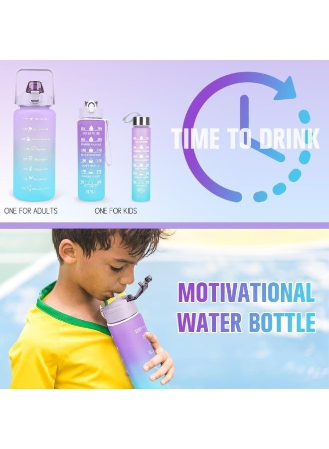 3-Piece Sports Water Bottle Set – Leak-Proof Straw Bottles 2000ml, 900ml & 300ml with Time Marker - Image 5