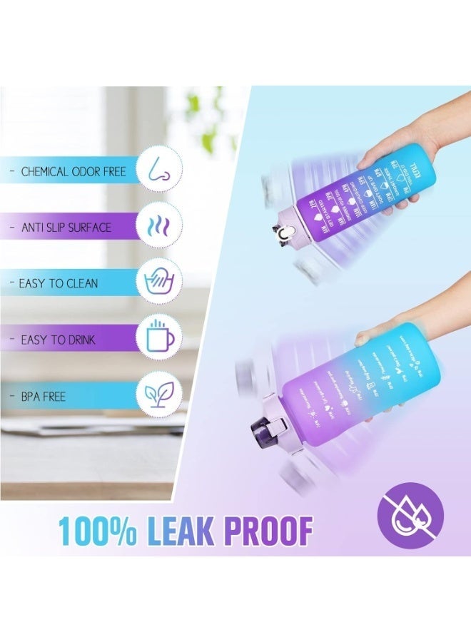 3-Piece Sports Water Bottle Set – Leak-Proof Straw Bottles 2000ml, 900ml & 300ml with Time Marker - Image 3