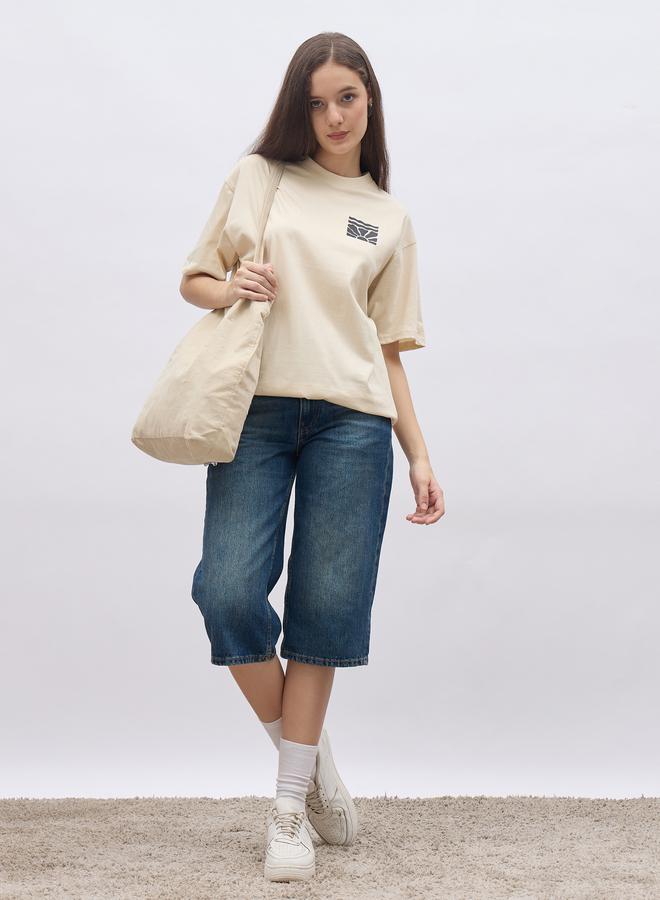 Styli Slogan Print Short Sleeve Oversized T-Shirt - Image 1