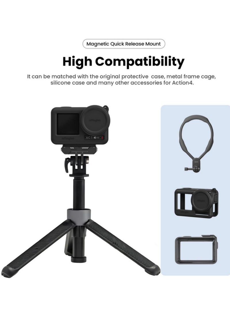 For DJI Osmo Action 4 3 Magnetic Two Claw Adapter Quick Release Aluminum Alloy Mount with Strong Magnet High Compatibility for Multi-Scenario Use  - Image 5