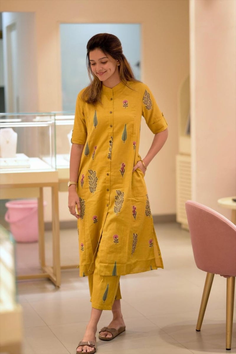 ANNI Designer Women's Rayon Viscose Straight Printed Kurta with Pant (Barkat Yellow_4XL_Yellow_XXXX-Large) - Image 3