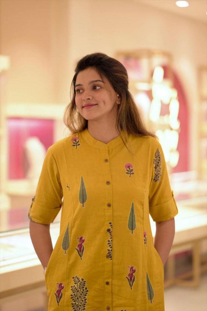 ANNI Designer Women's Rayon Viscose Straight Printed Kurta with Pant (Barkat Yellow_4XL_Yellow_XXXX-Large) - Image 4