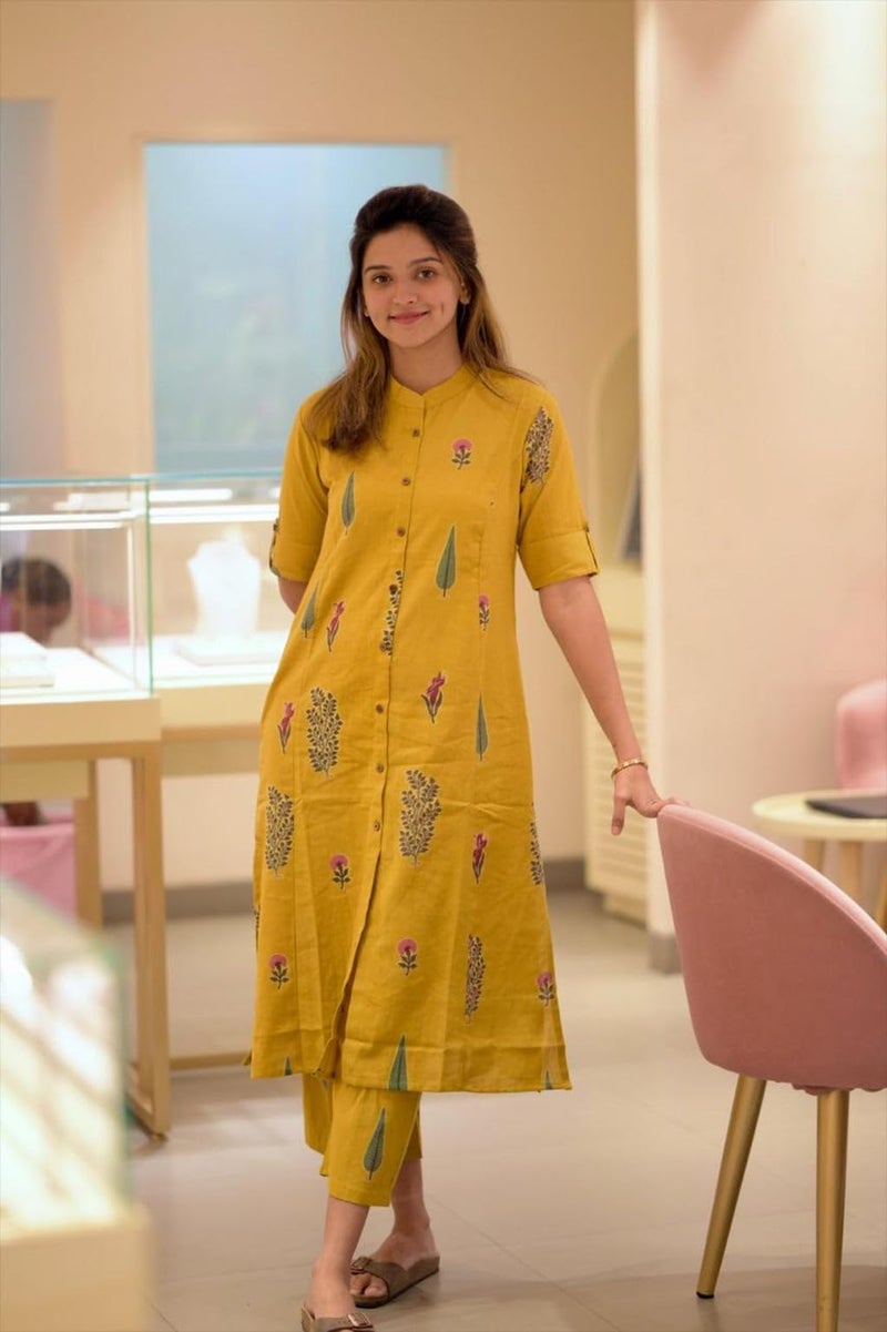 ANNI Designer Women's Rayon Viscose Straight Printed Kurta with Pant (Barkat Yellow_4XL_Yellow_XXXX-Large) - Image 2