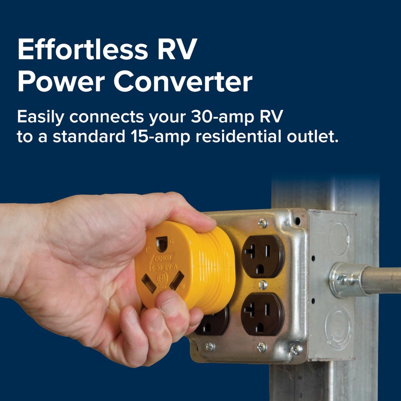 Camco Heavy Duty RV Auto PowerGrip Adapter- Contoured Shape for Easy Grip and Removal, 15M/30F (15M, 30 Amp, 125 V, 1875 W) (55223) - Image 3