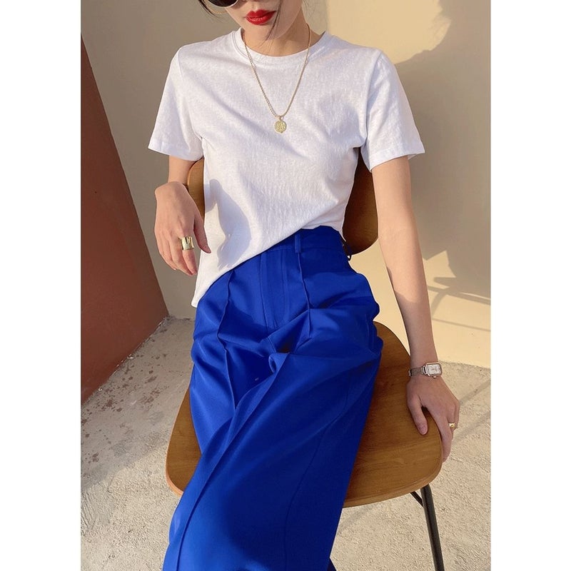 Klein Blue Wide Leg Pants Women'S Loose High Waist Suit Pants High-Quality Drape Straight-Leg Pants Style - Image 3