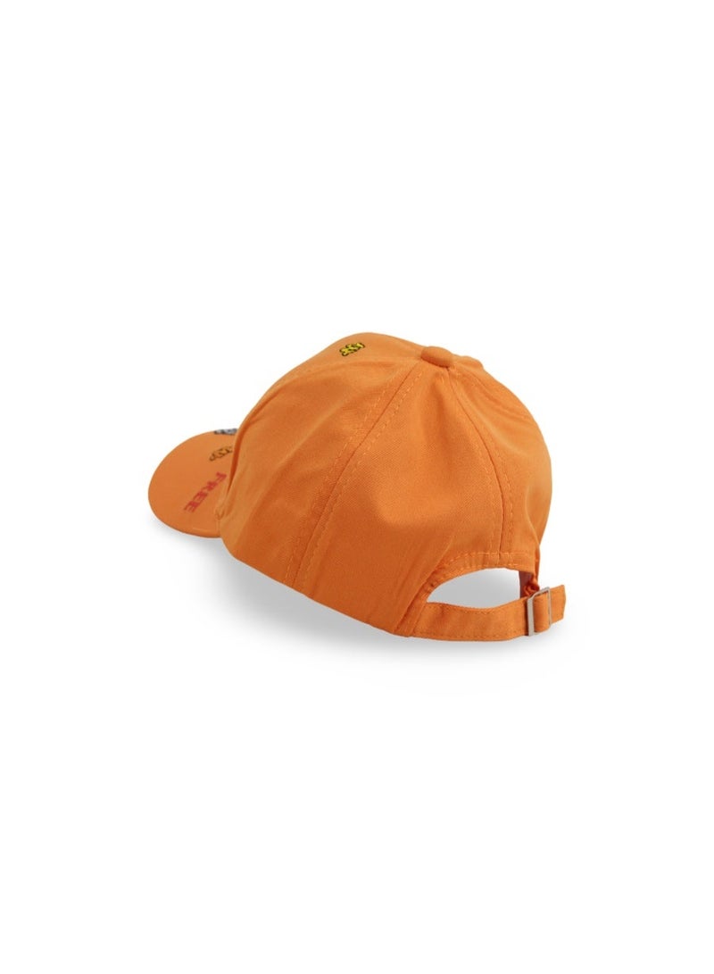 Fancy Unisex Cotton Cap – Orange with Teddies Embroidery - Image 3