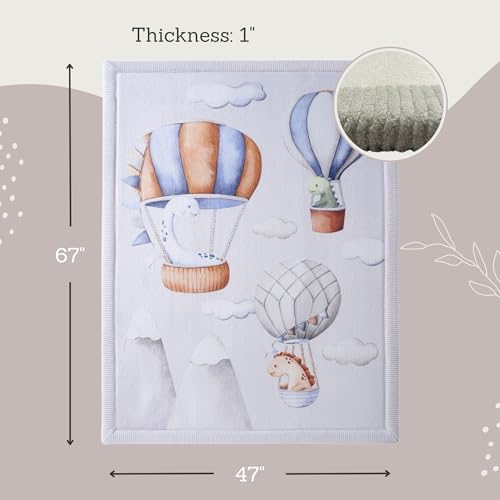 Hakuna Matte CloudSoft Baby Play Mat for Floor 47 x 67 Dinosaur Balloons – Coral Velvet Memory Foam Rug for Crawling Cozy Play – Non-Slip, Water-Resistant, Easy-Care Tummy Time Mat Playmat for Playpen - Image 2