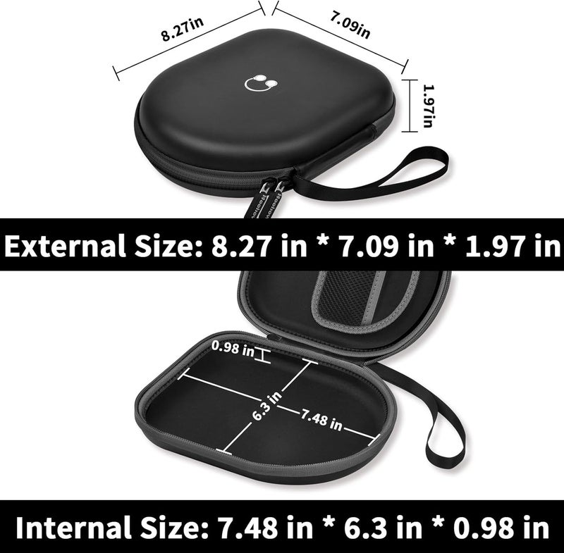 بوبول حقيبة سماعات رأس متوافقة مع JBL Tune 510BT/520BT/500BT/660NC/670NC اللاسلكية فوق الأذن، حقيبة تخزين واقية لسماعات البلوتوث مع كابل الشحن (الصندوق فقط) (أسود كامل) - Image 3