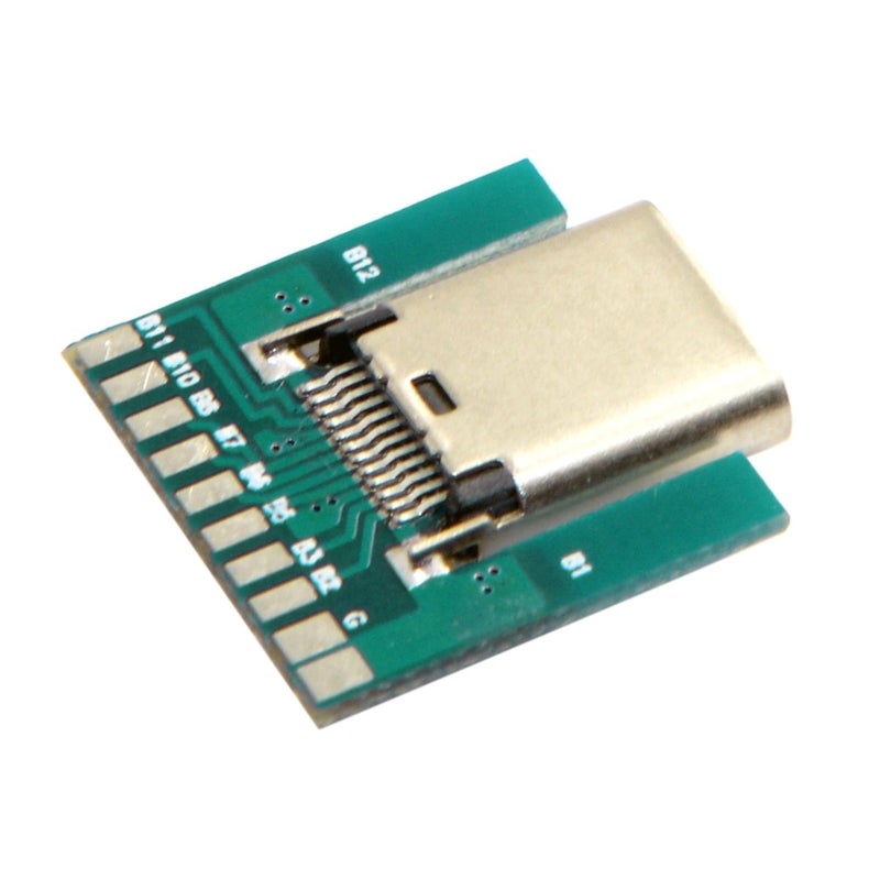 Cablecc DIY 24pin USB 3.1 Type-C Male & Female Plug and Socket Connector Set with PC Board - Image 1