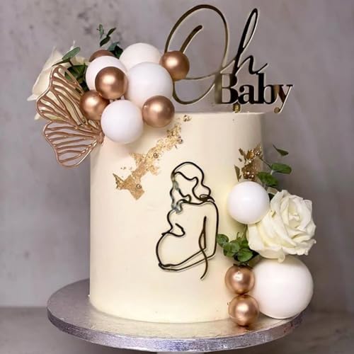 ALNGFUIK Oh Baby Cake Topper - Acrylic Baby Shower Pregnant Lady Cake Decoration For Gender Reveal Party/Baby Booth Props Party Photo Decorations - Image 5