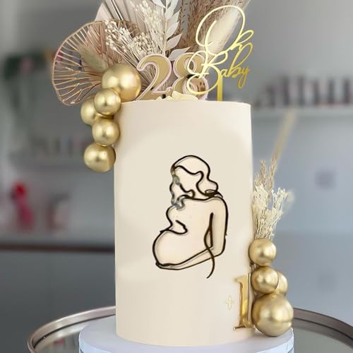 ALNGFUIK Oh Baby Cake Topper - Acrylic Baby Shower Pregnant Lady Cake Decoration For Gender Reveal Party/Baby Booth Props Party Photo Decorations - Image 3