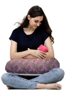 Get It Cotton Mutlipurpose 5 In 1 Baby Feeding Nursing Pillow With Adjustable Strap; For Breastfeeding Baby Support & Playtime ; Washable Premium Cotton Cover With Zip (Pink Leaf Print)  - Image 5