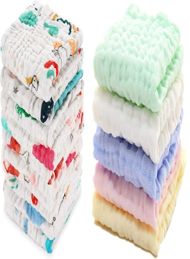 TERI BERI Muslin face Towels for Newborn Baby,wash Cloth for Babies, Extra Soft hankies,Reusable Napkins Ideal for Infants,Toddlers (Pack of 10) - Image 1