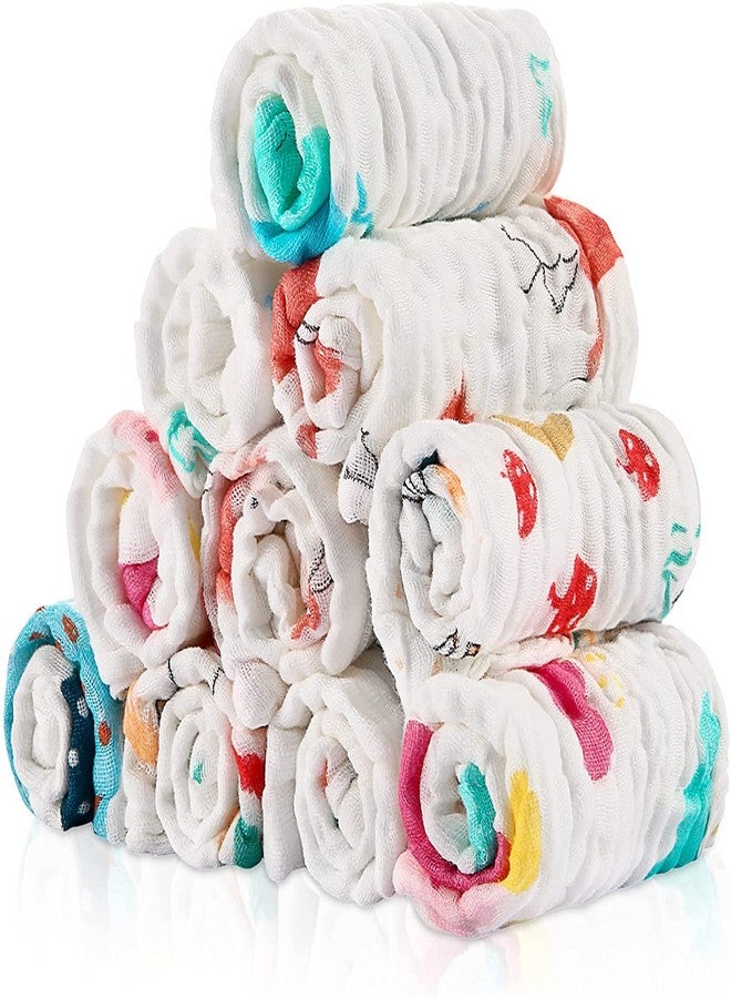 TERI BERI Muslin face Towels for Newborn Baby,wash Cloth for Babies, Extra Soft hankies,Reusable Napkins Ideal for Infants,Toddlers (Pack of 10) - Image 4