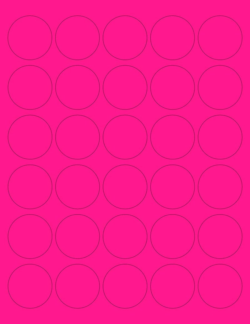 NextDayLabels 812 x 11 Neon Color High Light Fluorescent Labels for Laser Inkjet Printer Pink Fluorescent 15 Round 30 Per Page 750 Labels