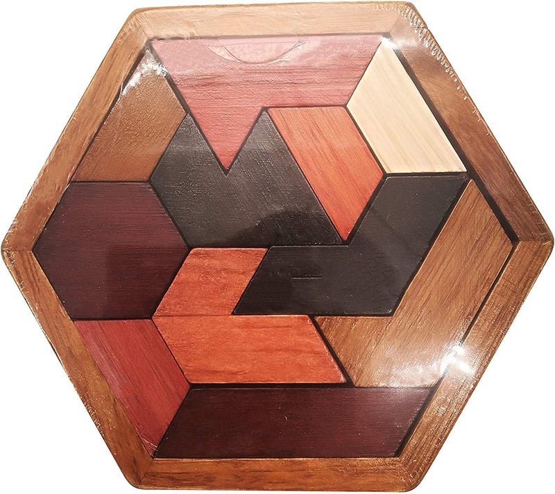 Mumoobear Mumoo Bear Hexagon Tangram Puzzle Wooden Puzzle For Children And Adults Challenging Puzzles Wooden Brain Teasers Puzzle For Adults Puzzles Games Family Portable Puzzles Brain Game - Image 4