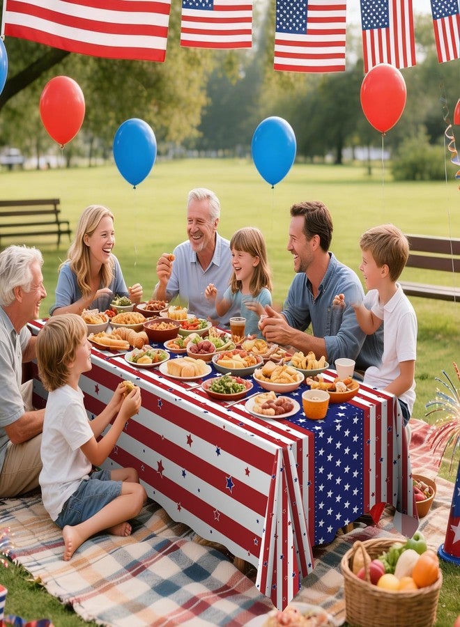 CXPSINC 2 Pack American Flag Tablecloth, 4th of July Patriotic Table Cover (54"x108") Disposable Plastic Table Cloth, Decorations for Veterans Day, Patriotic, Memorial, Fourth of July, Independence - Image 4