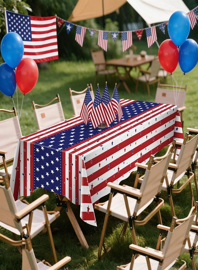 CXPSINC 2 Pack American Flag Tablecloth, 4th of July Patriotic Table Cover (54"x108") Disposable Plastic Table Cloth, Decorations for Veterans Day, Patriotic, Memorial, Fourth of July, Independence - Image 5