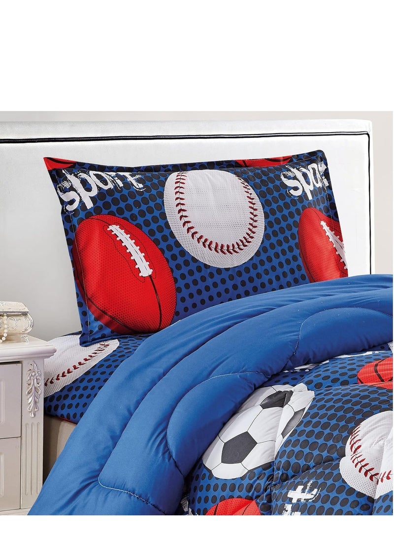 Sleep night 3 Pieces Kids Medium Filling Comforter Set Single Size 160 X 210 cm Reversible Bedding Set For Girls and Boys multi color - Image 2