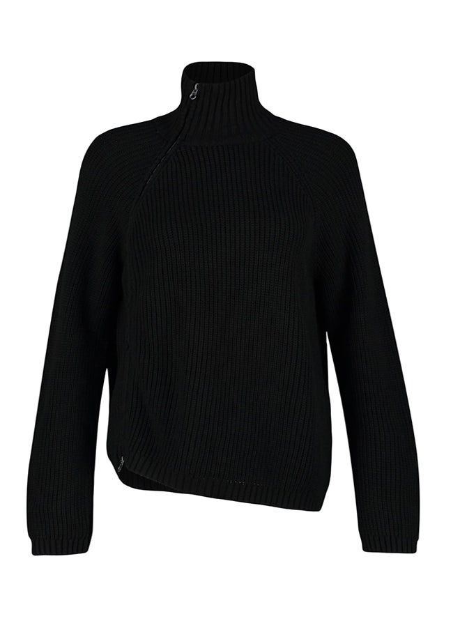 trendyol - سويت شيرت محبوك بتفاصيل سحاب سوداء TWOAW24KZ00145 - Image 1