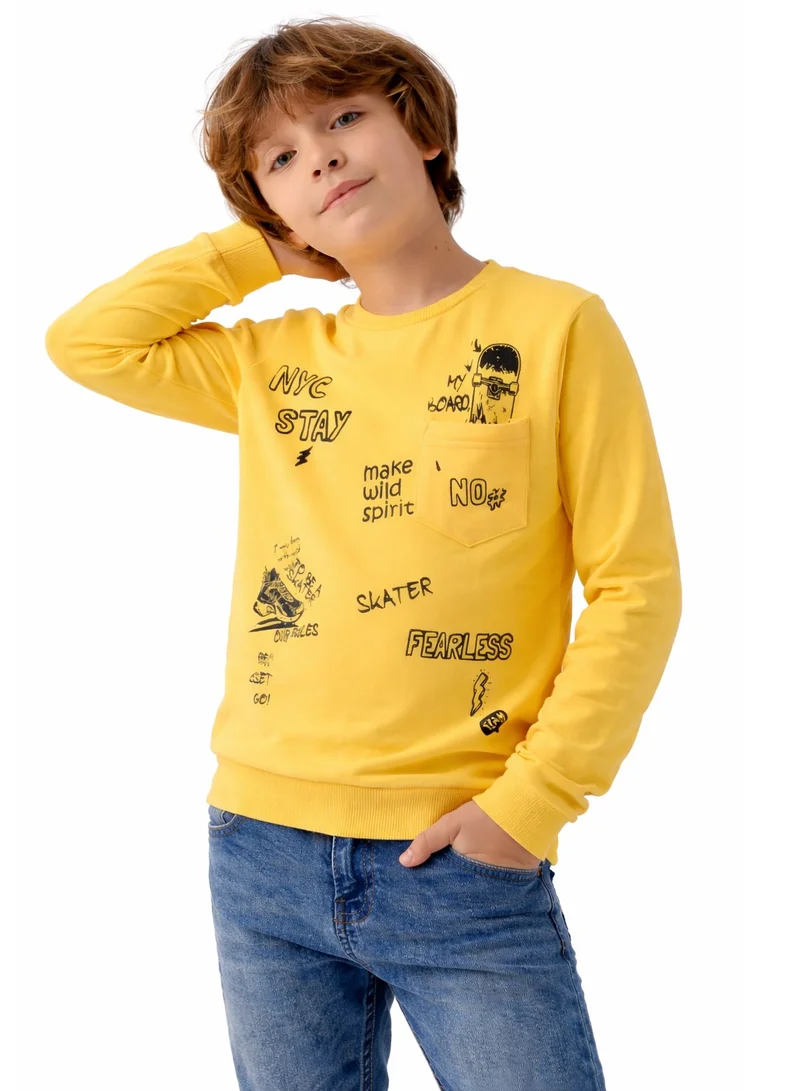 ورباسي سويت شيرت أورباسي للأطفال قطن % بأكمام كاملة - أصفر