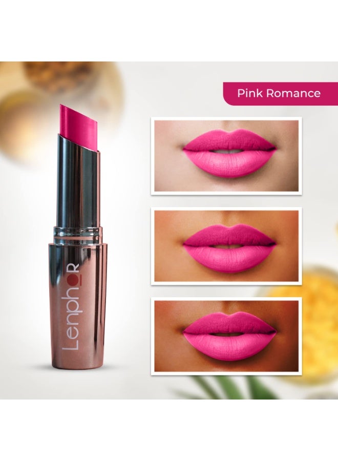 Lenphor Treasure Matte Lipstick, Long Lasting Lipstick  Pink Romance , 3gm - Image 2