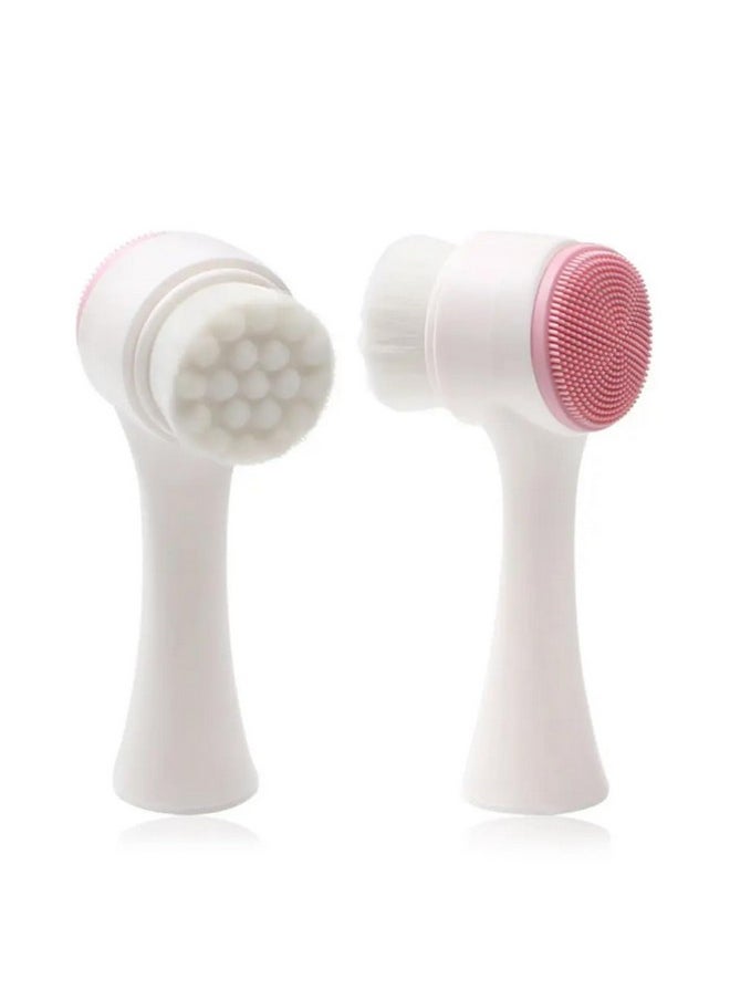 JM SELLER - JM SELLER Manual Facial Cleansing, Double Side Skin Care Facial Cleaning Brush, Silicone Facial Scrubber Manual Dual Face Wash Brush - Image 1
