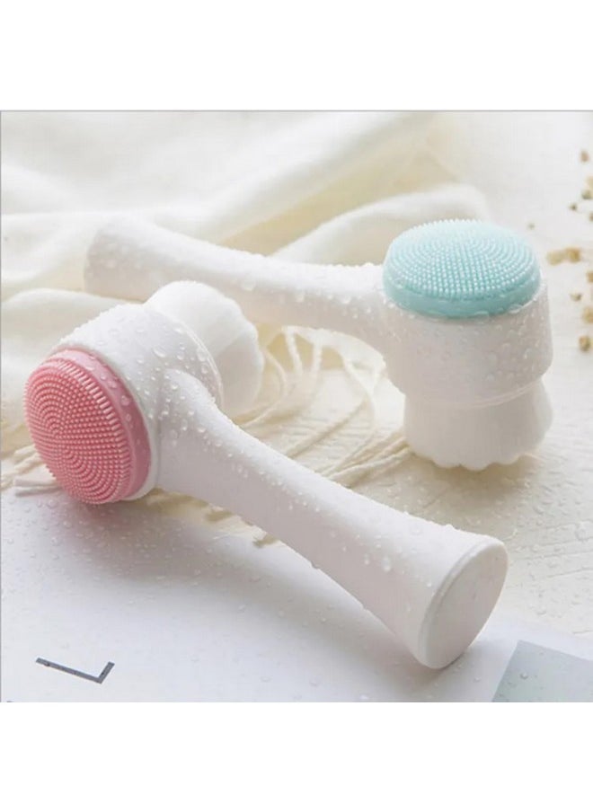 JM SELLER - JM SELLER Manual Facial Cleansing, Double Side Skin Care Facial Cleaning Brush, Silicone Facial Scrubber Manual Dual Face Wash Brush - Image 1