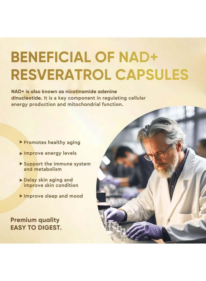 Life Nutrition Life Nutrition-NAD+ Supplement 1000mg 120 Capsule - True NAD+ & Resveratrol,NMN Alternative for Anti-Aging - Image 5