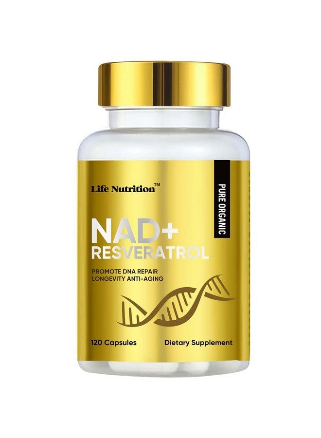 Life Nutrition Life Nutrition-NAD+ Supplement 1000mg 120 Capsule - True NAD+ & Resveratrol,NMN Alternative for Anti-Aging - Image 1