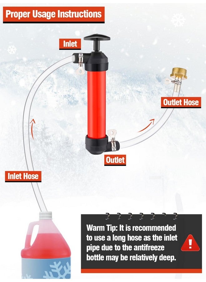 MADHOLLY Antifreeze Siphon Hand Pump Kit - Water Fuel Transfer Pump for Gas Oil and Liquids, RV Winterizing Kit for Camper Trailer with 3 Clamps Leak-proof - Image 2