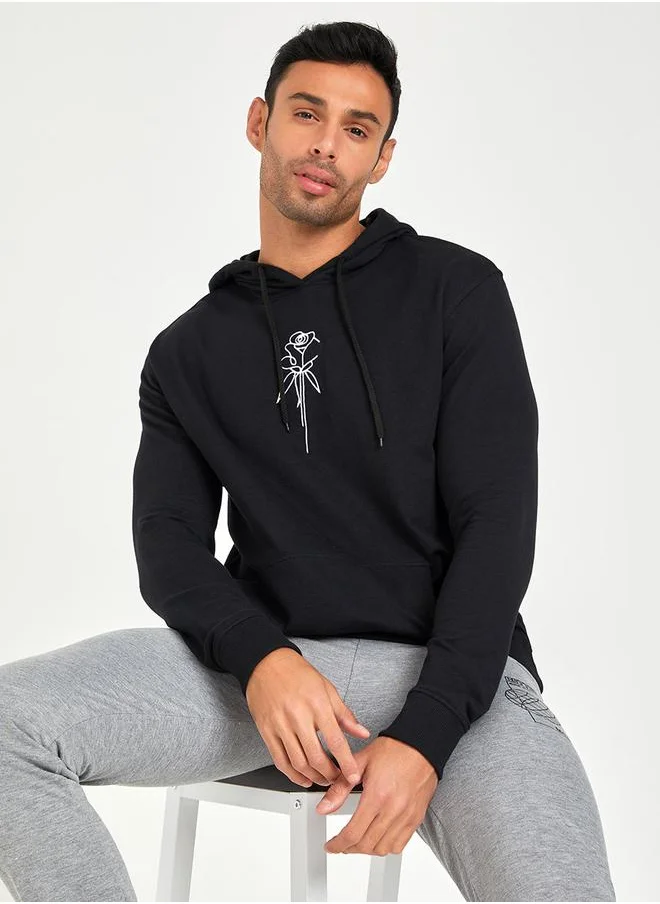 Styli Embroidery Detail Relaxed Fit Hoodie
