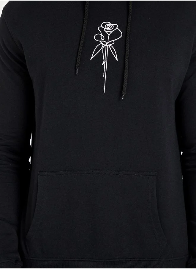 Styli Embroidery Detail Relaxed Fit Hoodie