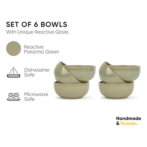 Shay Ceramic Veg Bowls Set of 6 for Dinner, 180ml, 6 Pieces - Pista | Katori Set of 6 | Glossy Finish | Porcelain | Ceramic Bowls Set of 6 | Dessert Bowl Set (Veg Bowl - Pista) - Image 2