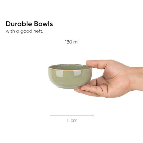 Shay Ceramic Veg Bowls Set of 6 for Dinner, 180ml, 6 Pieces - Pista | Katori Set of 6 | Glossy Finish | Porcelain | Ceramic Bowls Set of 6 | Dessert Bowl Set (Veg Bowl - Pista) - Image 3
