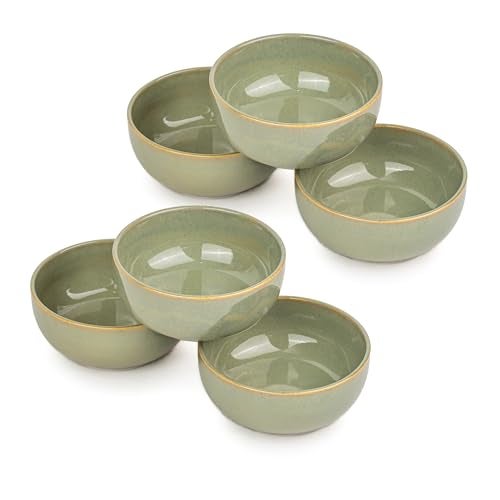 Shay Ceramic Veg Bowls Set of 6 for Dinner, 180ml, 6 Pieces - Pista | Katori Set of 6 | Glossy Finish | Porcelain | Ceramic Bowls Set of 6 | Dessert Bowl Set (Veg Bowl - Pista) - Image 1